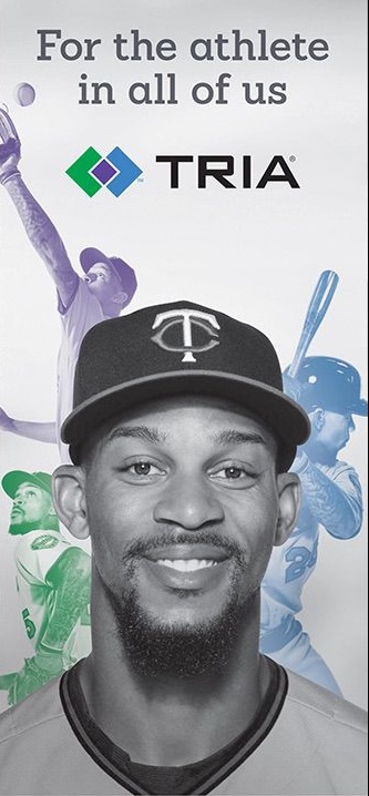 Image of Bryon Buxton in MN Twins baseball cap with headline "For the athlete in all of us". 