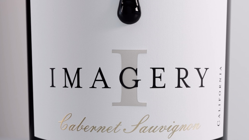  Closeup of wine label on wine bottle for Imagery wine 