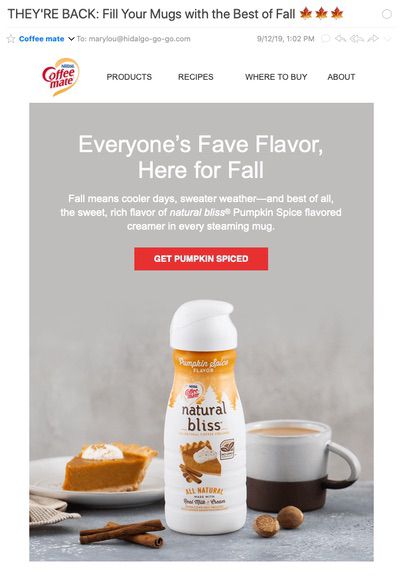  Coffee-Mate email campaign preview 