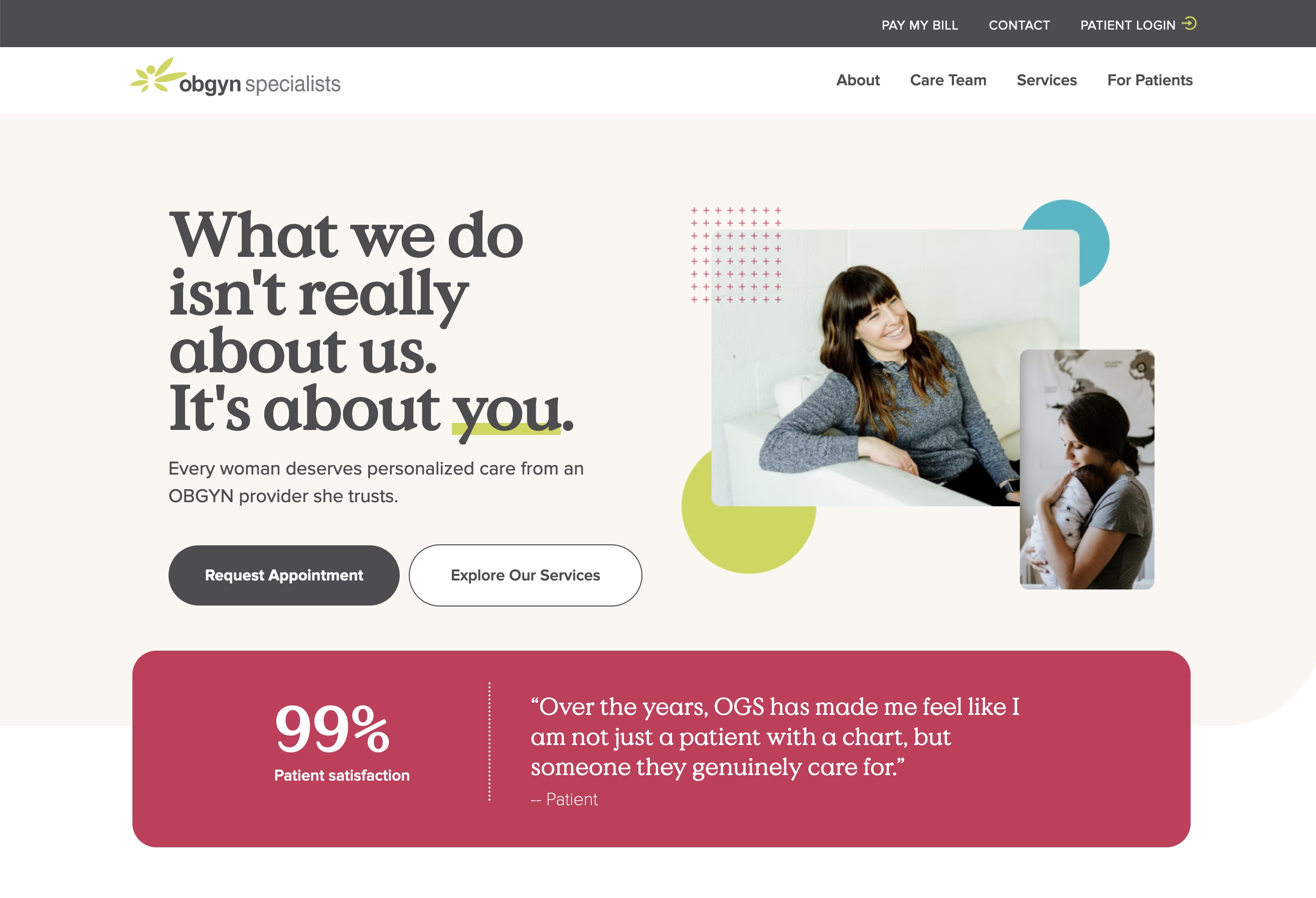  OBGYN Specialists website homepage 